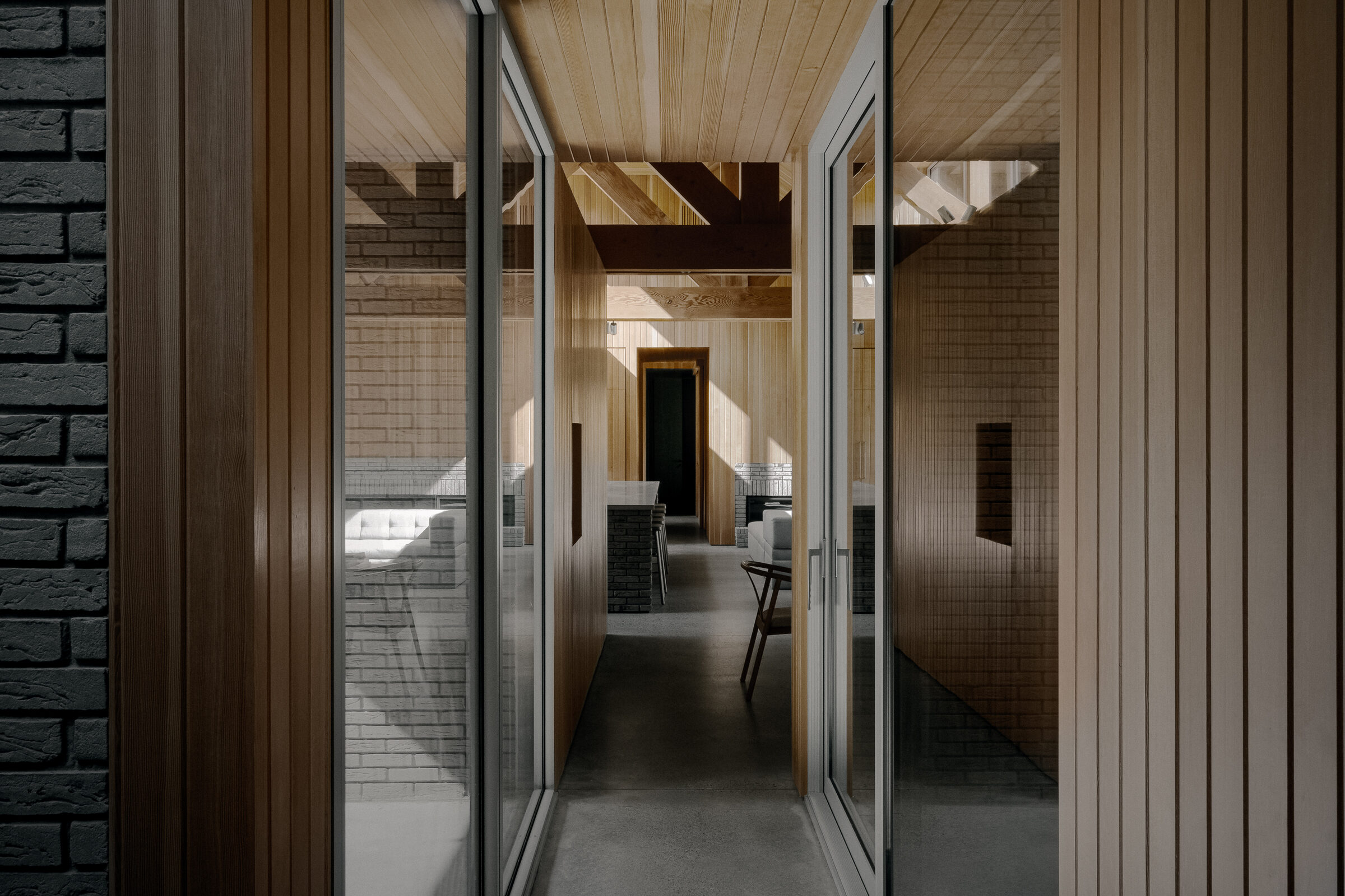 Corridor of glazed doors