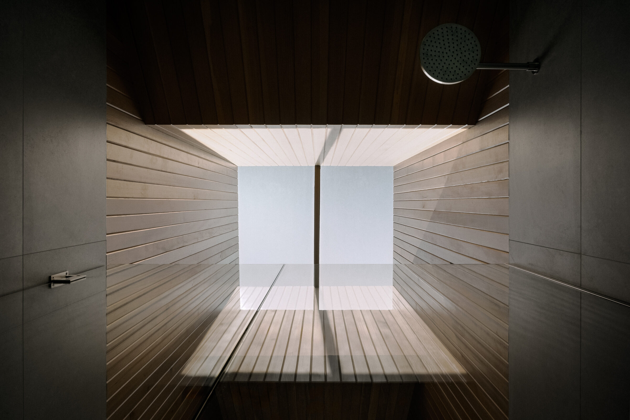 Skylit shower court